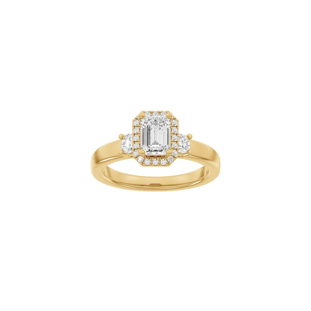 LUXUS Halo quadratischer 14kt. Goldring mit Lab. G. Durchmesser 1,45ct TW/VS2