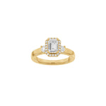 LUXUS Halo quadratischer 14kt. Goldring mit Lab. G. Durchmesser 1,45ct TW/VS2