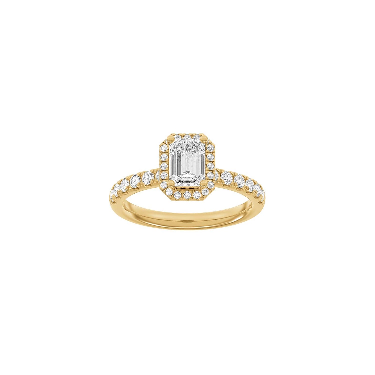 LUXURY Halo Quadrat 14kt. Goldring m. Lab Grown Diamant 1,52 ct, TW/VS2 - 50 / Rotgold
