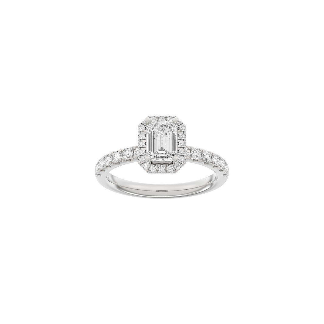 LUXUS-Halo-Quadratring aus 14 Karat Gold mit Lab-Gravur, Durchmesser 1,52 ct, TW/VS2