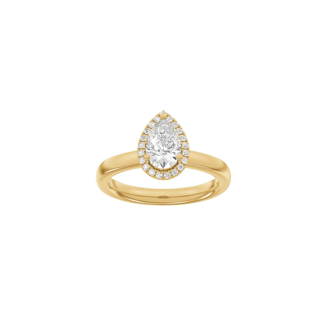 LUXUS Halo Tropfen 14kt. Goldring mit Lab. G. Durchmesser 1,12ct TW/VS2