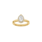 LUXUS Halo Tropfen 14kt. Goldring mit Lab. G. Durchmesser 1,12ct TW/VS2