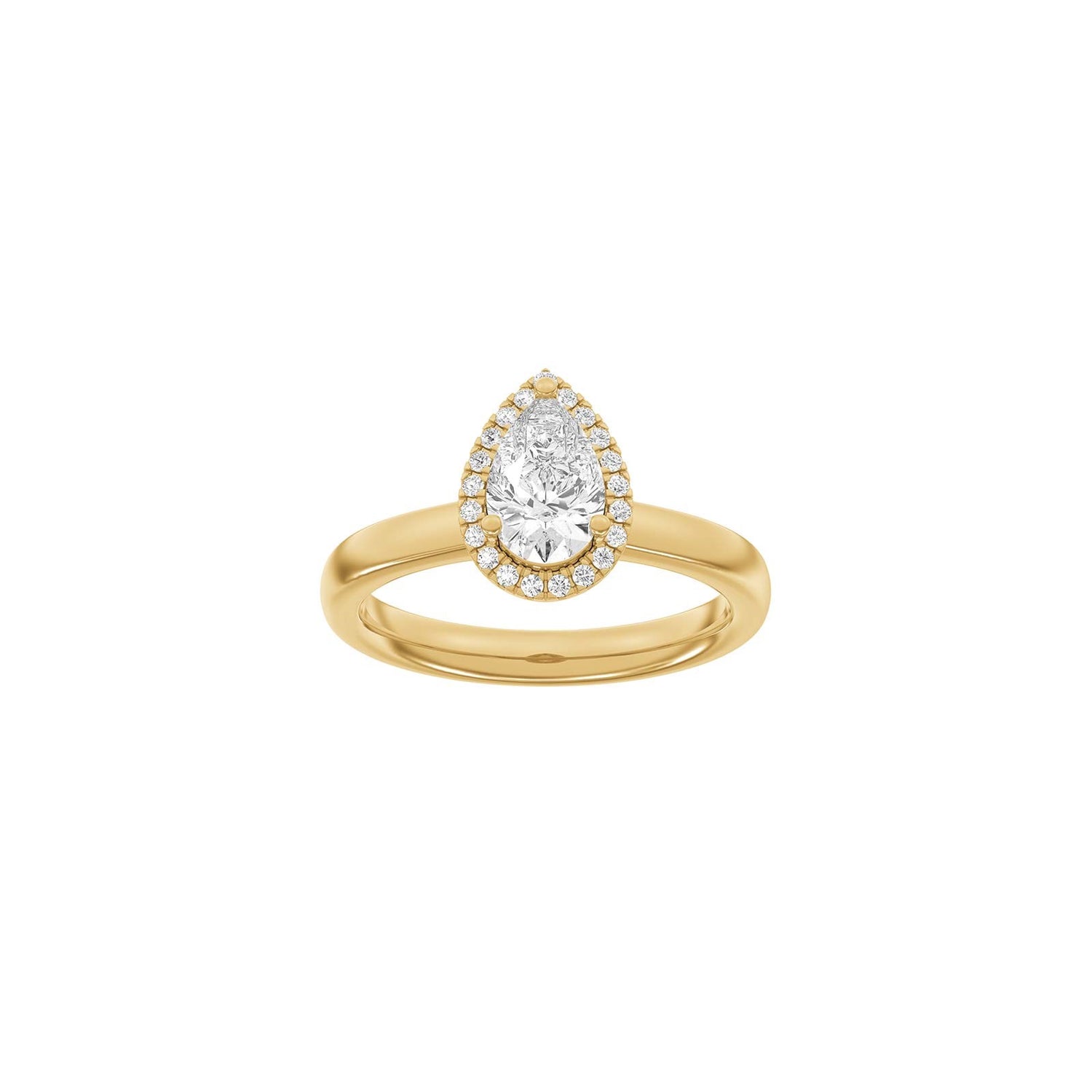 LUXURY Halo Tropfen 14kt. Goldring m. Lab Grown Diamant 1,12ct TW/VS2 - 50 / Rotgold