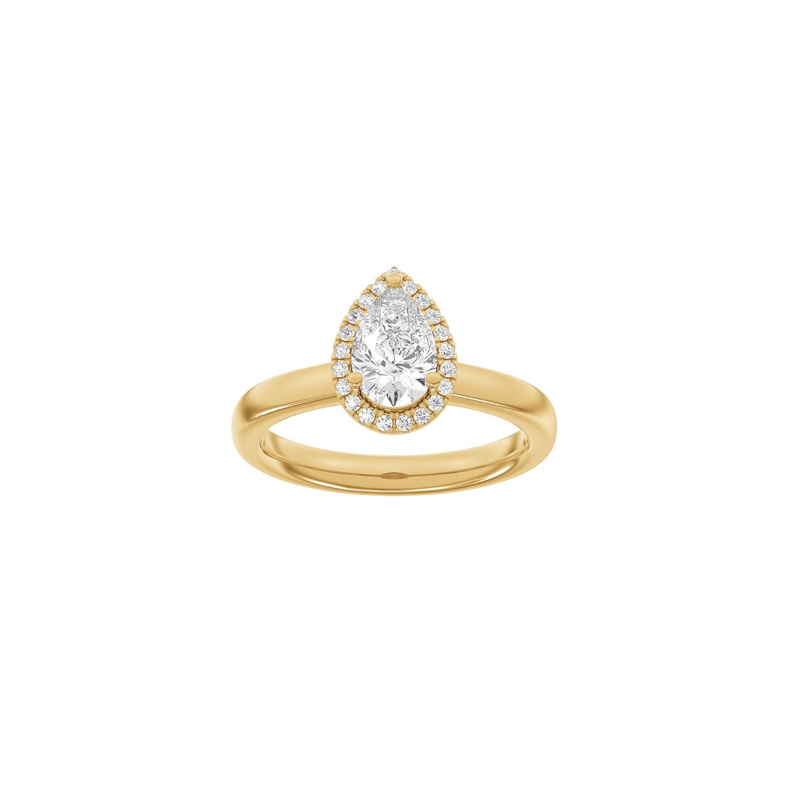 LUXUS Halo Tropfen 14kt. Goldring mit Lab. G. Durchmesser 1,12ct TW/VS2