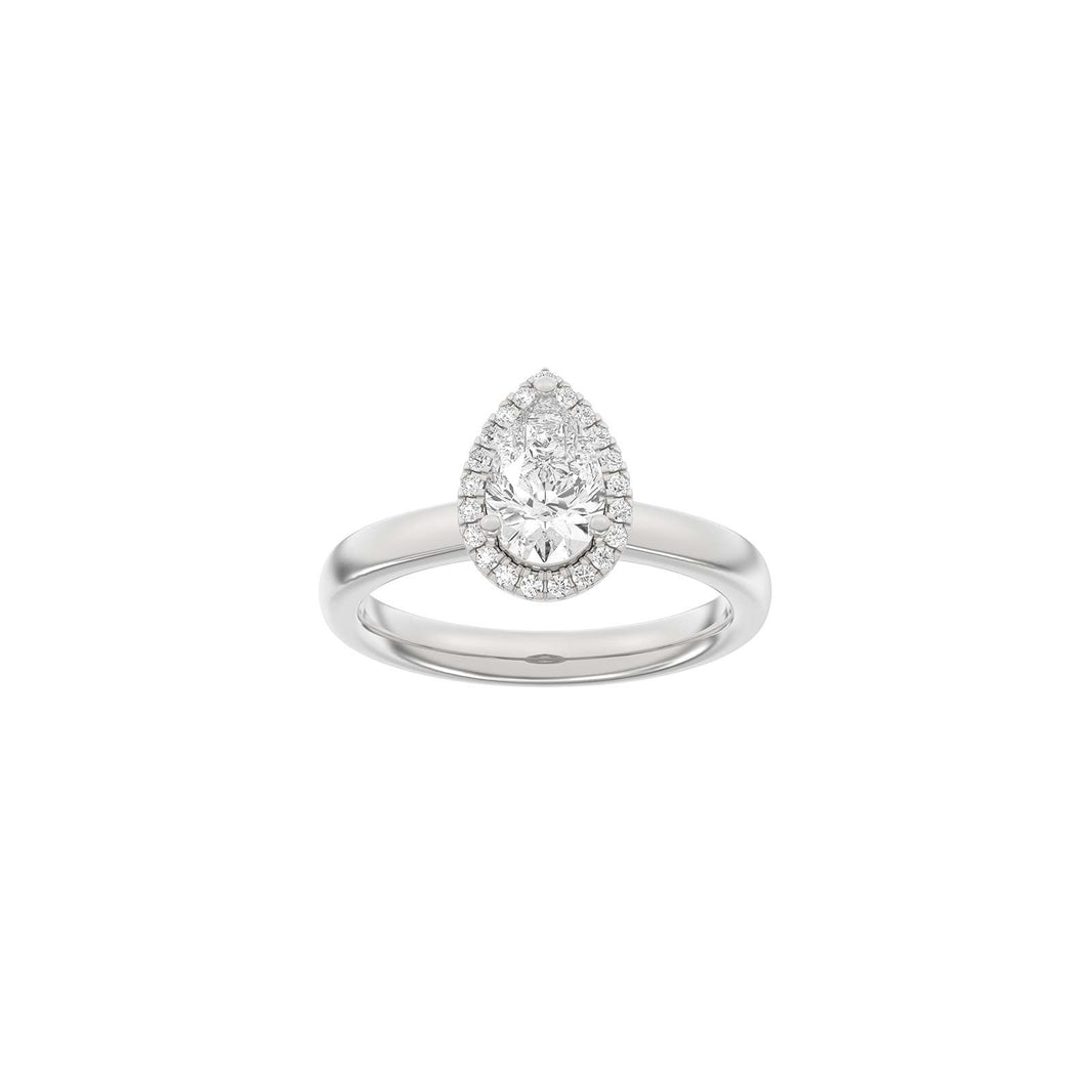LUXURY Halo Tropfen 14kt. Goldring m. Lab Grown Diamant 1,12ct TW/VS2 - 50 / Rotgold