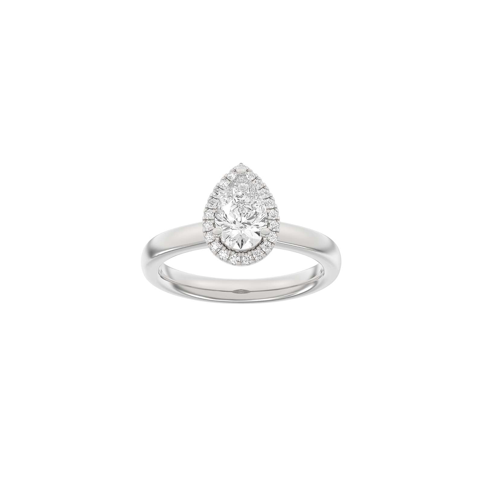 LUXURY Halo dråbe 14kt. guldring m. lab grown diamant 1,12ct TW/VS2