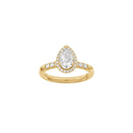 LUXUS Halo Tropfen 14kt. Goldring mit Lab. G. Durchmesser 1,32ct TW/VS2
