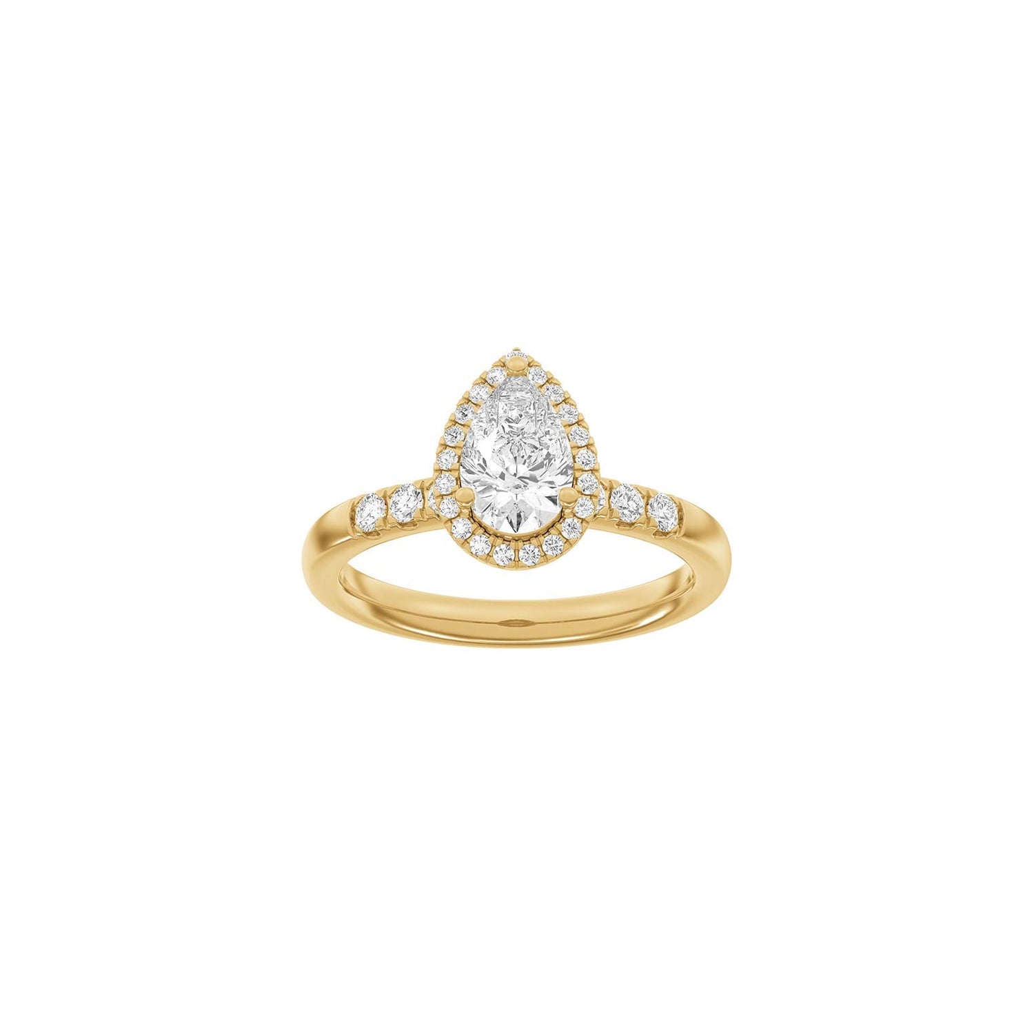 LUXURY Halo Tropfen 14kt. Goldring m. Lab Grown Diamant 1,32ct TW/VS2 - 50 / Rotgold