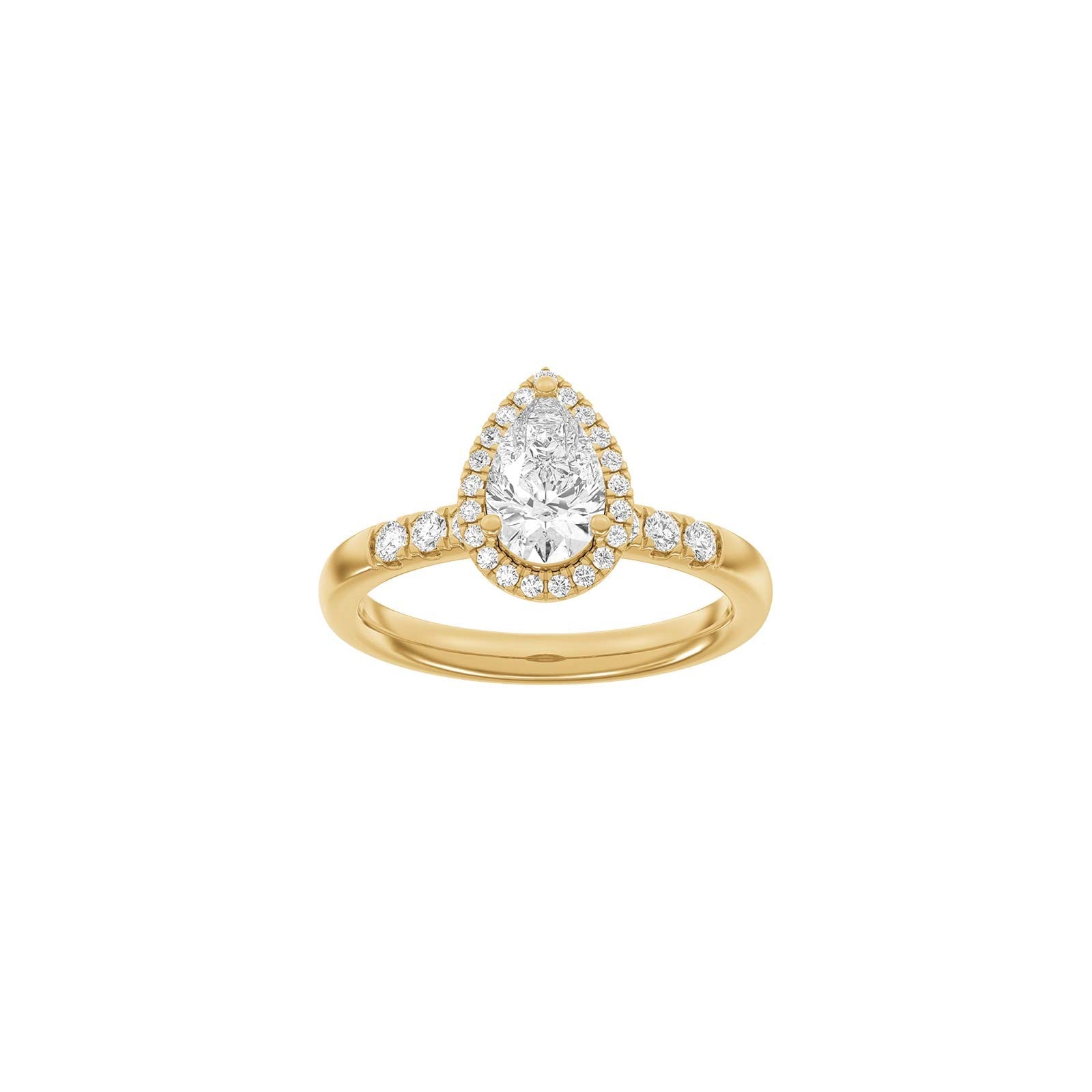 LUXUS Halo Tropfen 14kt. Goldring mit Lab. G. Durchmesser 1,32ct TW/VS2