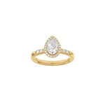 LUXURY Halo dråbe 14kt. guldring m. lab grown diamant 1,32ct TW/VS2