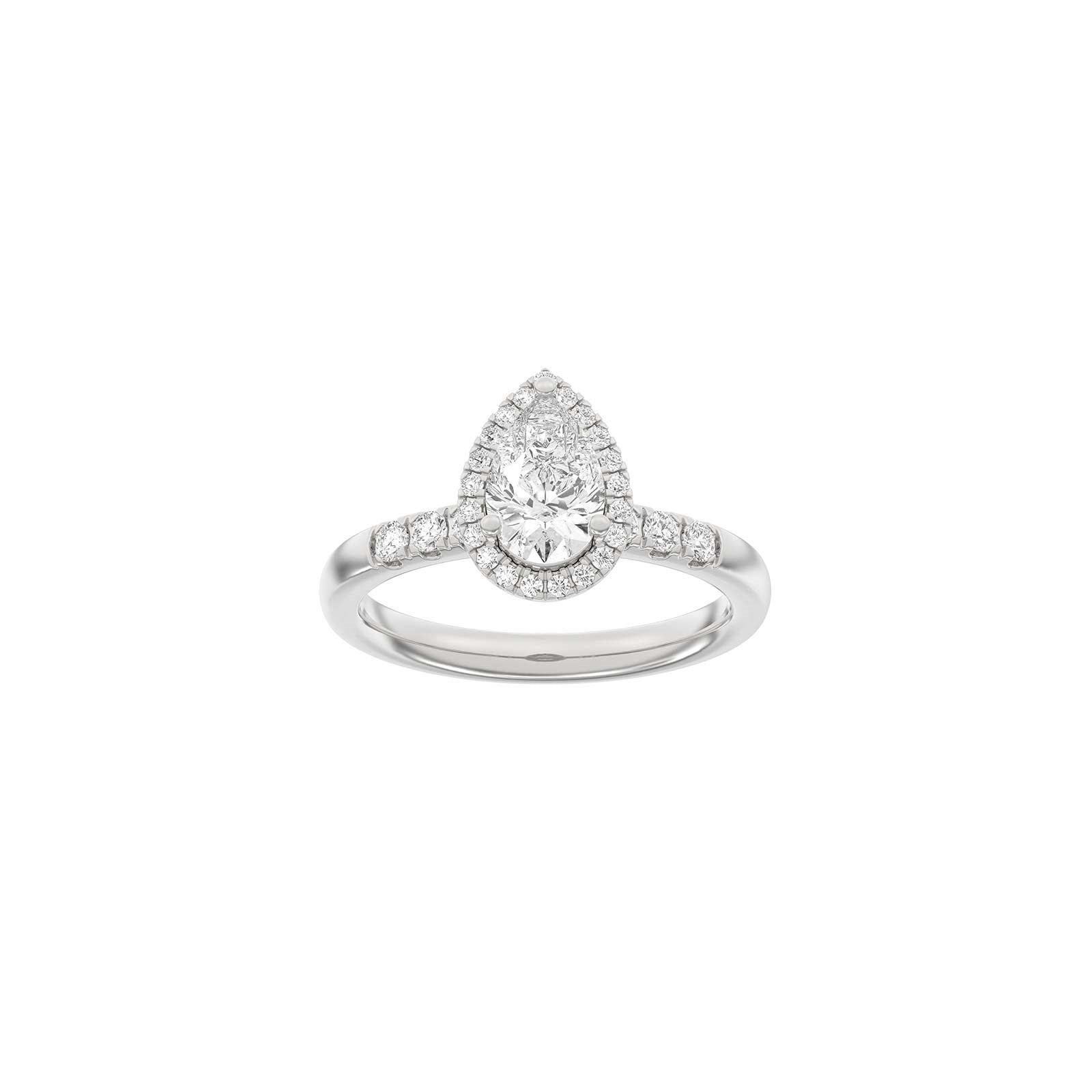 LUXURY Halo Tropfen 14kt. Goldring m. Lab Grown Diamant 1,32ct TW/VS2