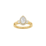 LUXURY Halo dråbe 14kt. guldring m. lab grown diamant 1,45ct TW/VS2