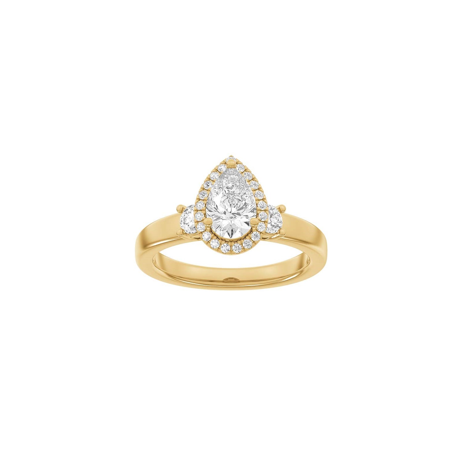 LUXURY Halo Tropfen 14kt. Goldring m. Lab Grown Diamant 1,45ct TW/VS2 - 50 / Rotgold