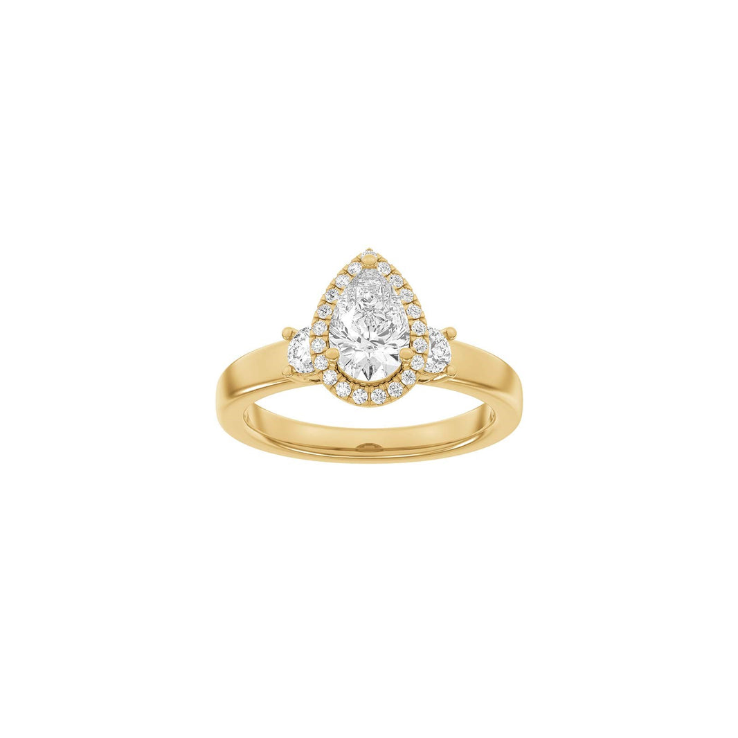LUXUS Halo Tropfen 14kt. Goldring mit Lab. G. Durchmesser 1,45ct TW/VS2