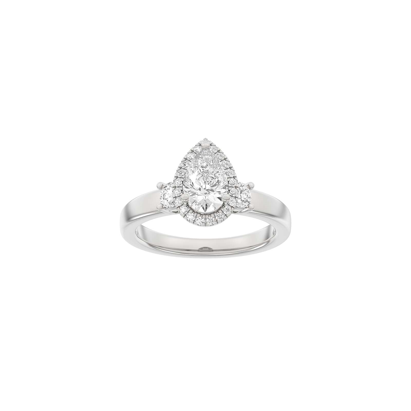 LUXURY Halo drop 14ct. gold ring w. lab grown diamond 1,45ct TW/VS2