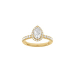 LUXUS Halo Tropfen 14kt. Goldring mit Lab. G. Durchmesser 1,52ct TW/VS2