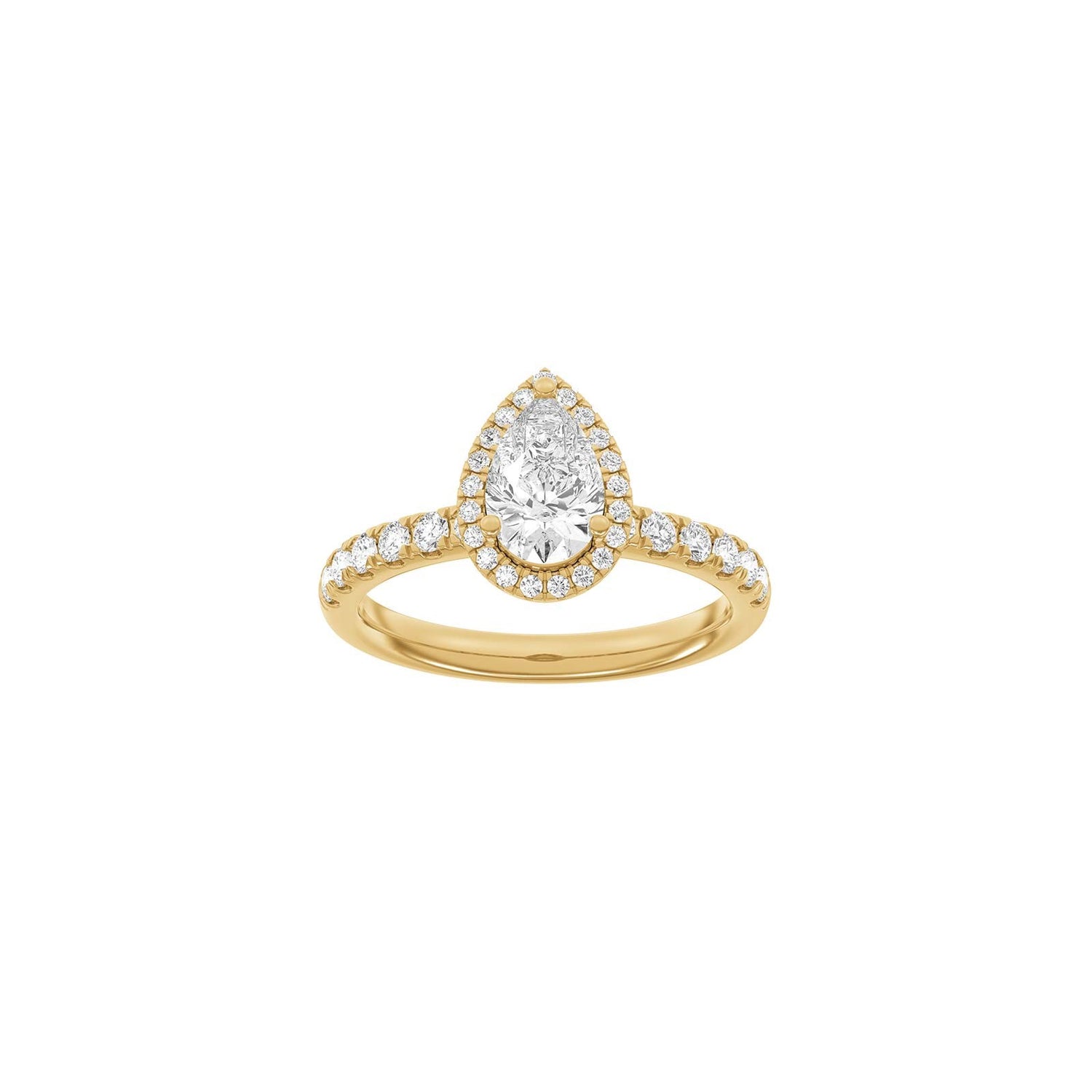 LUXURY Halo Tropfen 14kt. Goldring m. Lab Grown Diamant 1,52ct TW/VS2 - 50 / Rotgold