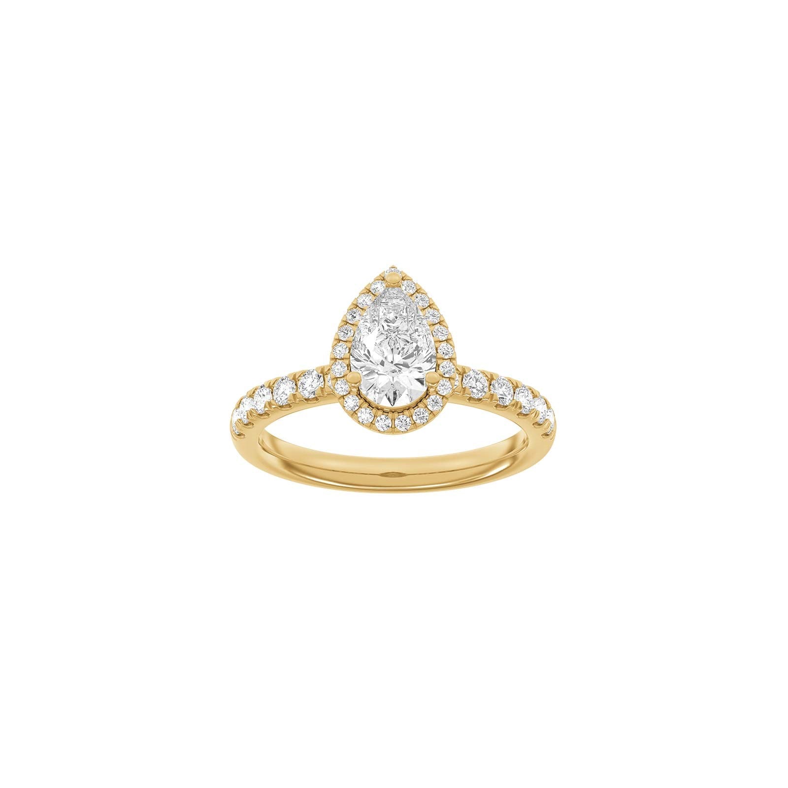 LUXUS Halo Tropfen 14kt. Goldring mit Lab. G. Durchmesser 1,52ct TW/VS2