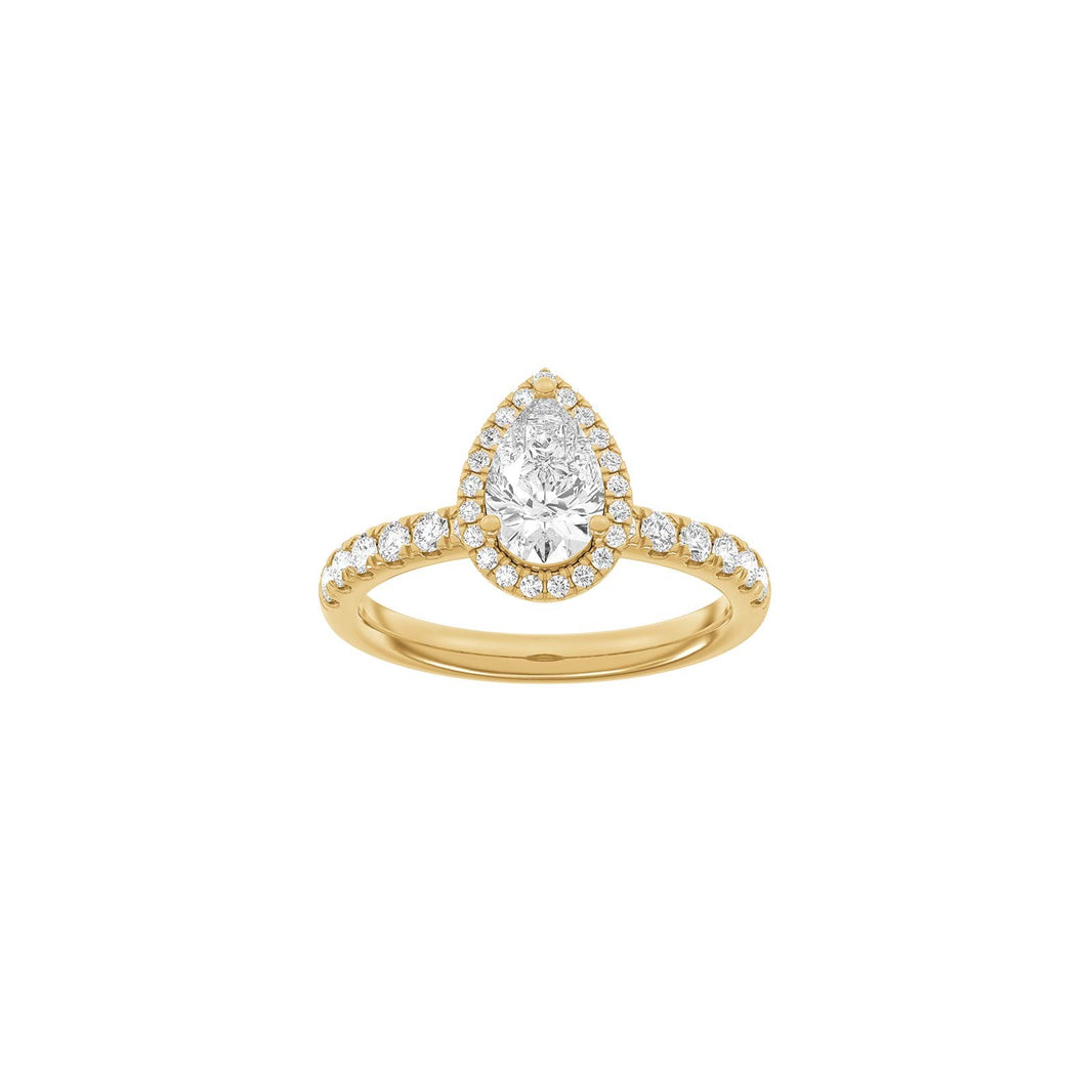LUXURY Halo drop 14ct. gold ring w. lab grown diamond 1,52ct TW/VS2 - 50 / Gold