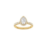 LUXURY Halo dråbe 14kt. guldring m. lab grown diamant 1,52ct TW/VS2