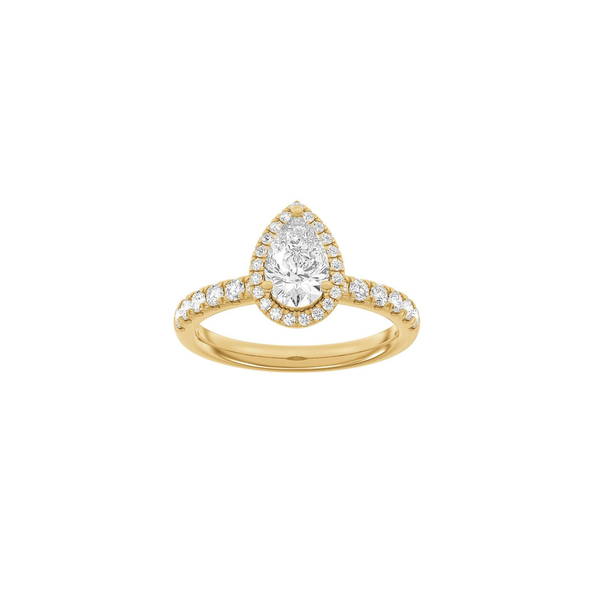 LUXURY Halo dråbe 14kt. guldring m. lab grown diamant 1,52ct TW/VS2 - 50 / Guld