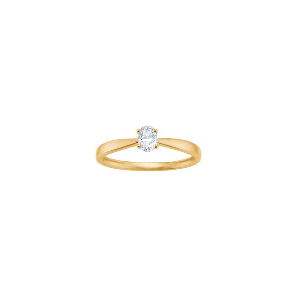 LUXURY 14kt. guldring m. lab grown diamant oval 0,25ct TW/VS2