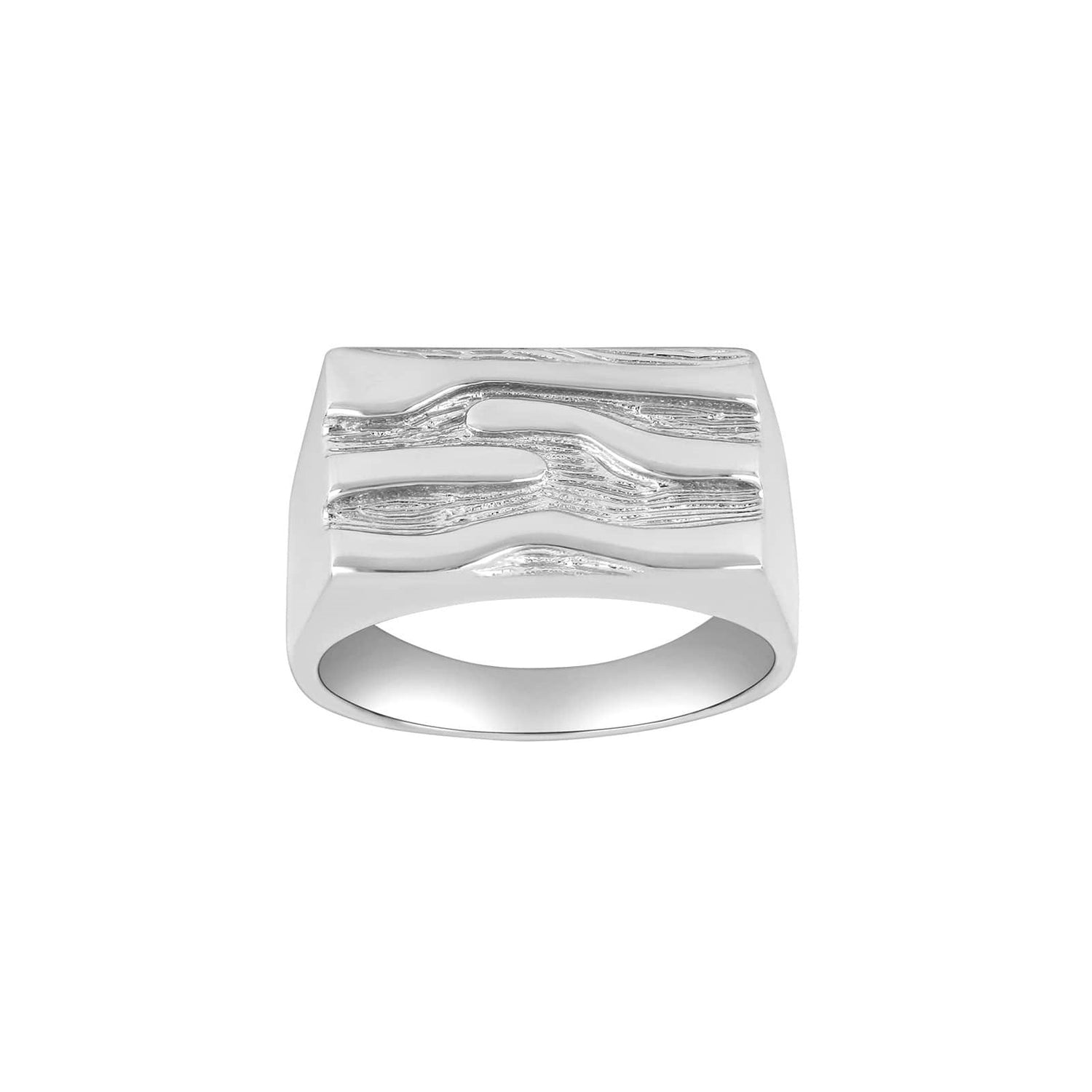 Stange. Silberne Ringplatte mit Muster - Rhodiniert / 70
