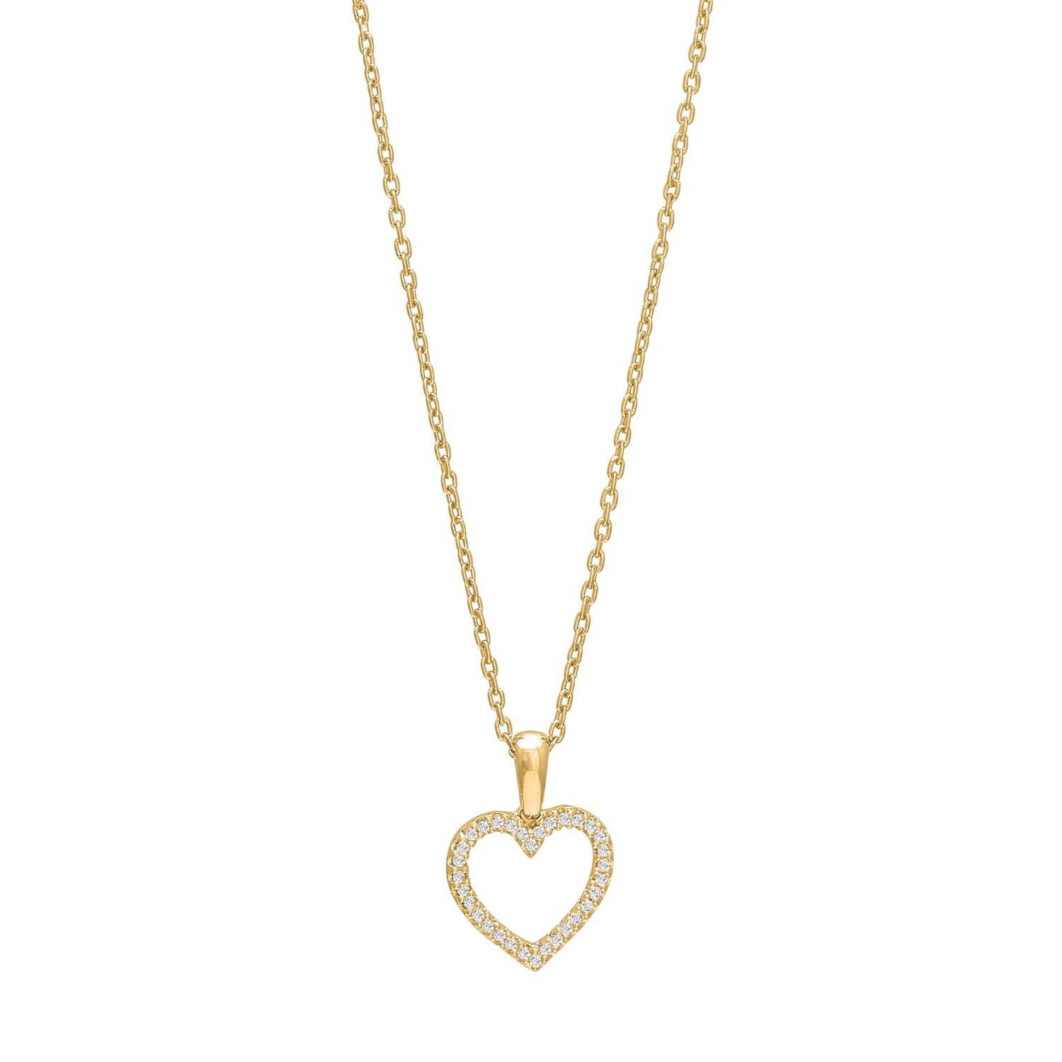 14kt. guldhjerte m/dia. 0.09ct W/SI+forg. kæde