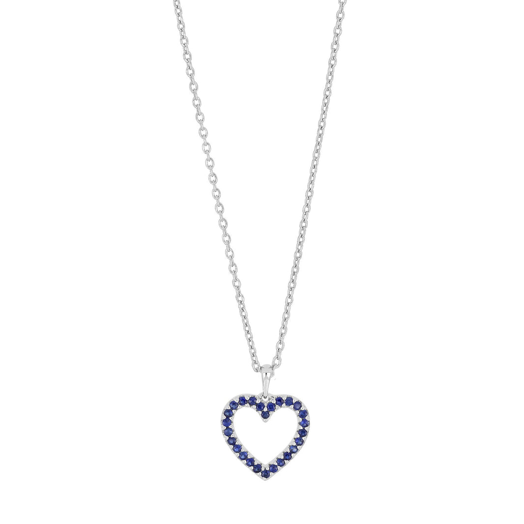 14ct. white gold heart pendant w/sapphire
