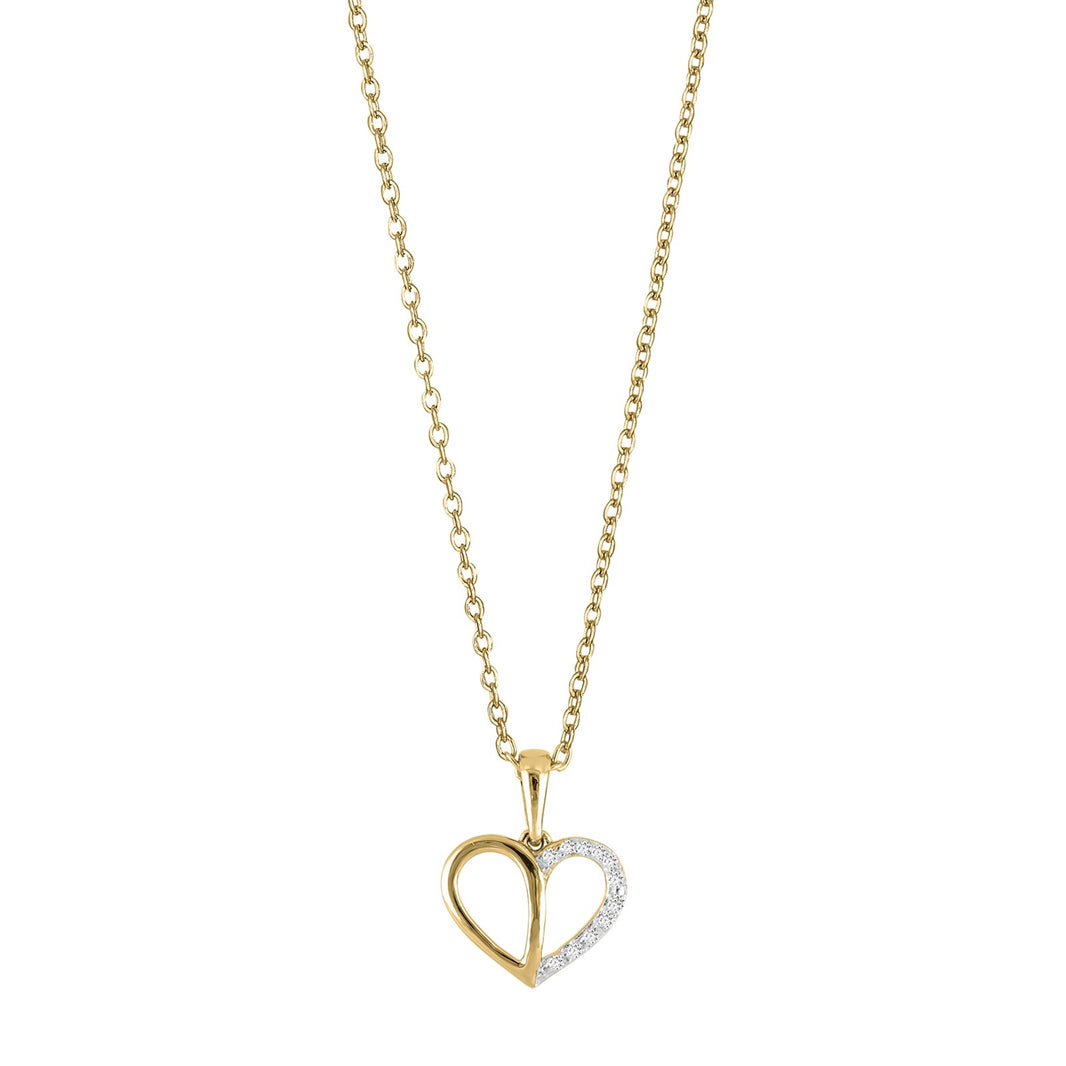 14ct. gold heart pendant w/dia. 0.01ct W/SI