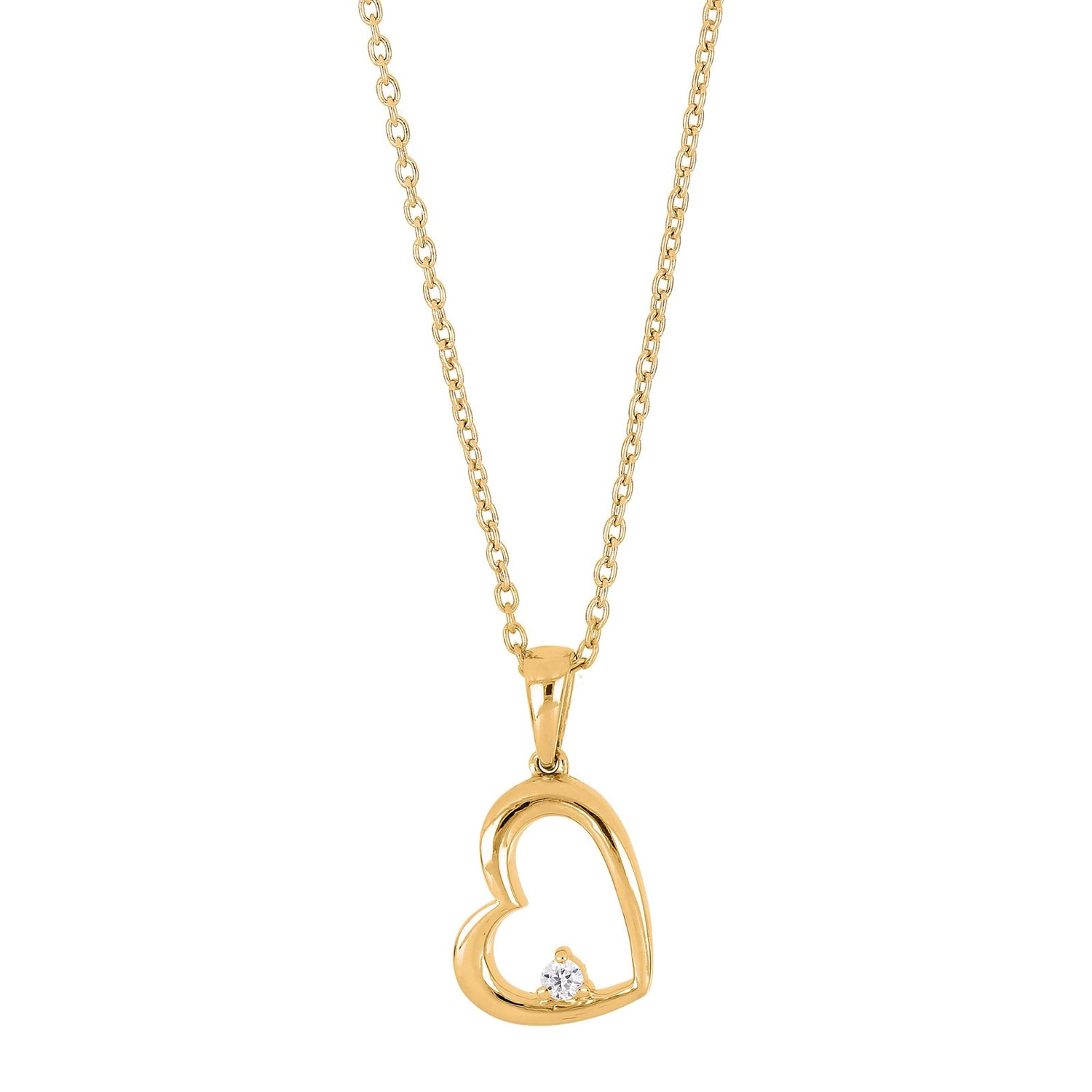 14ct. gold heart pendant w/dia. 0.03ct W/SI