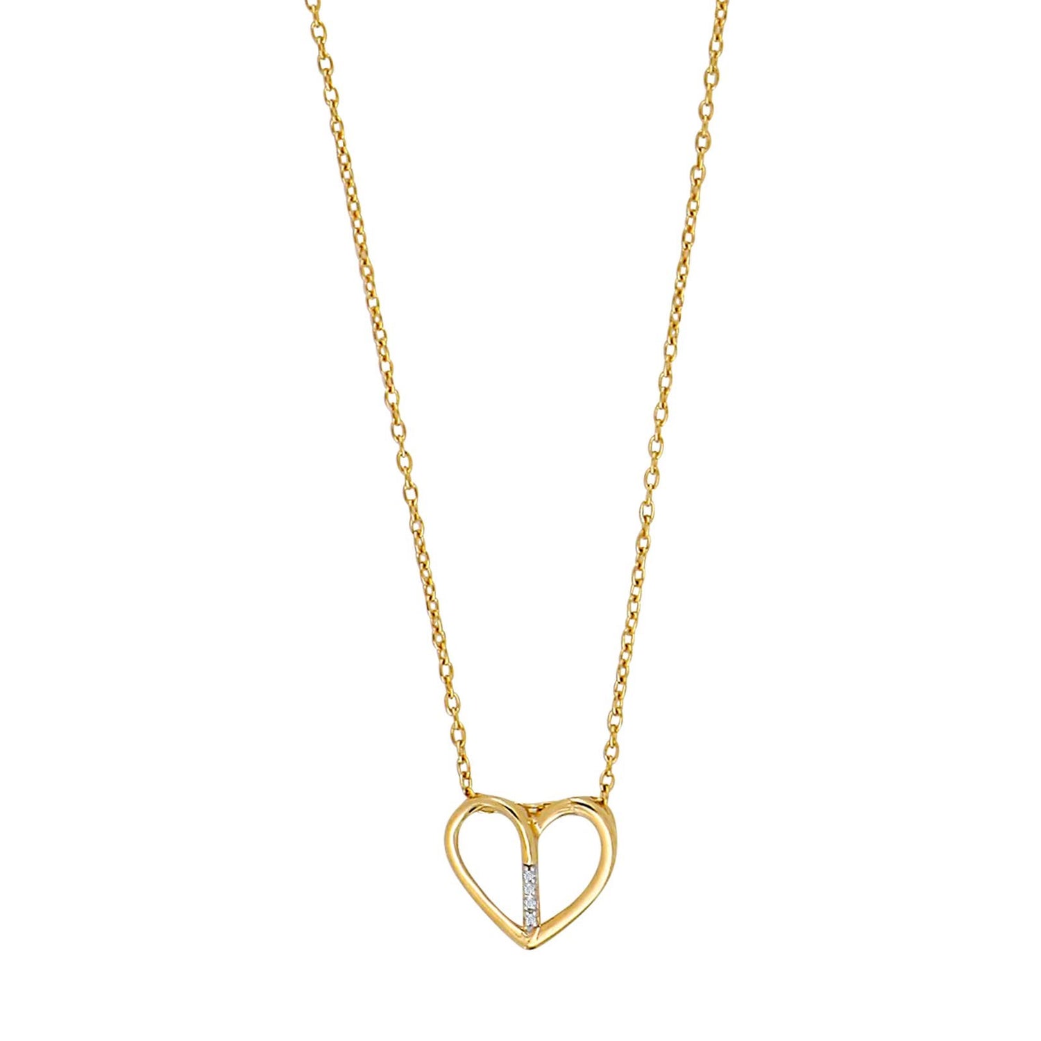 14ct. gold heart pendant w/dia. 0.010ct W/SI