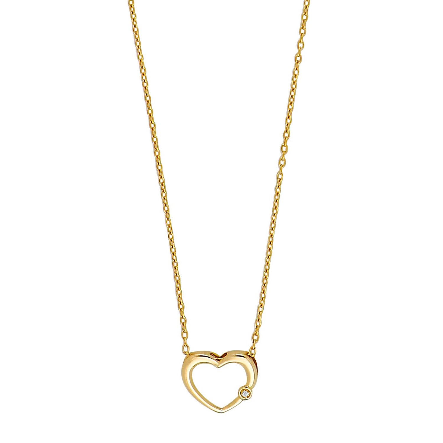 14ct. gold heart pendant w/dia. 0.010ct W/SI
