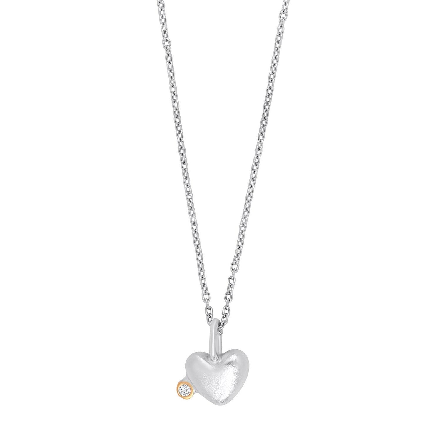 SHAPE Rhod. Silb. Anhänger Herz m.14kt+0.03ct