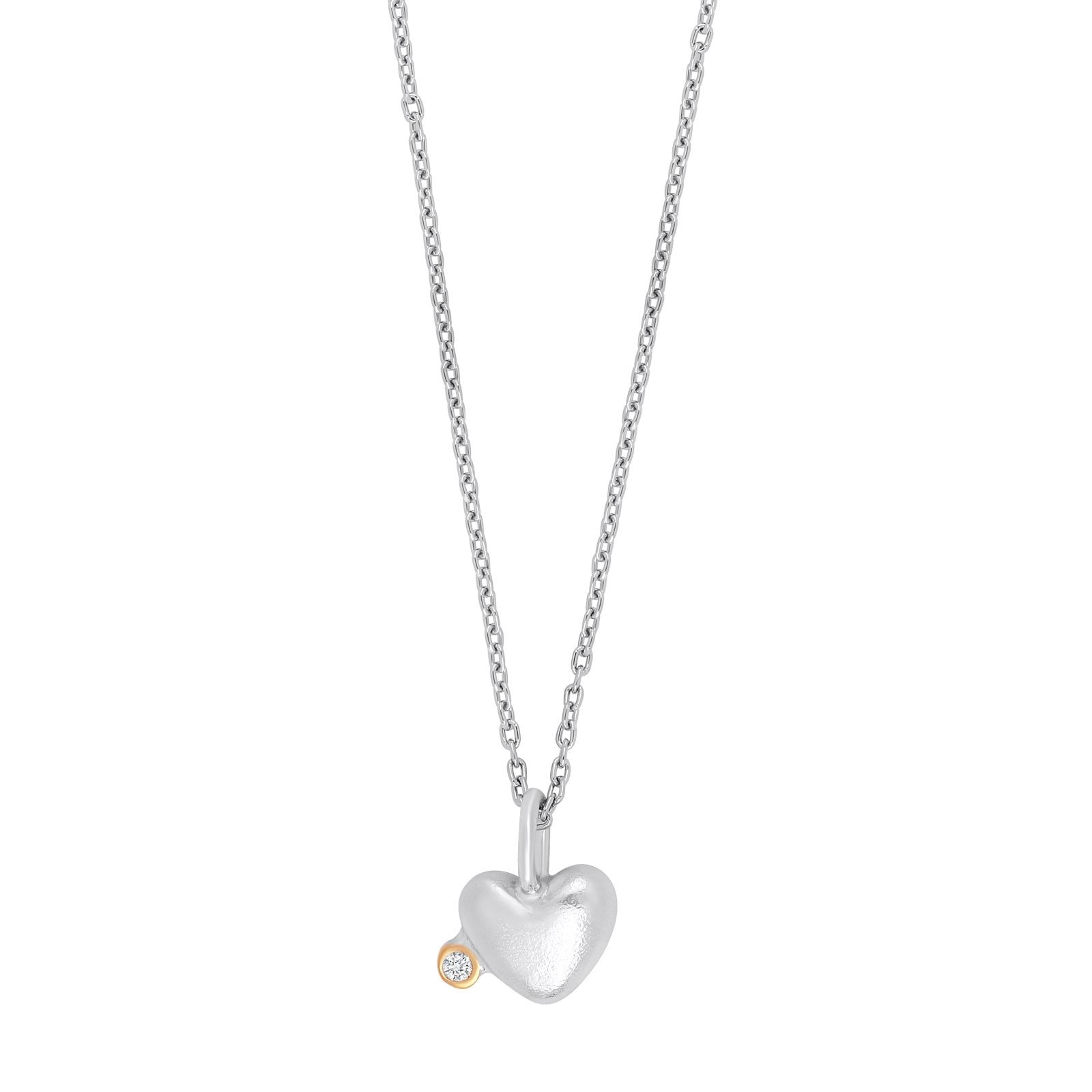 SHAPE Silver rhod. pendant heart w. 14ct+ 0.03ct