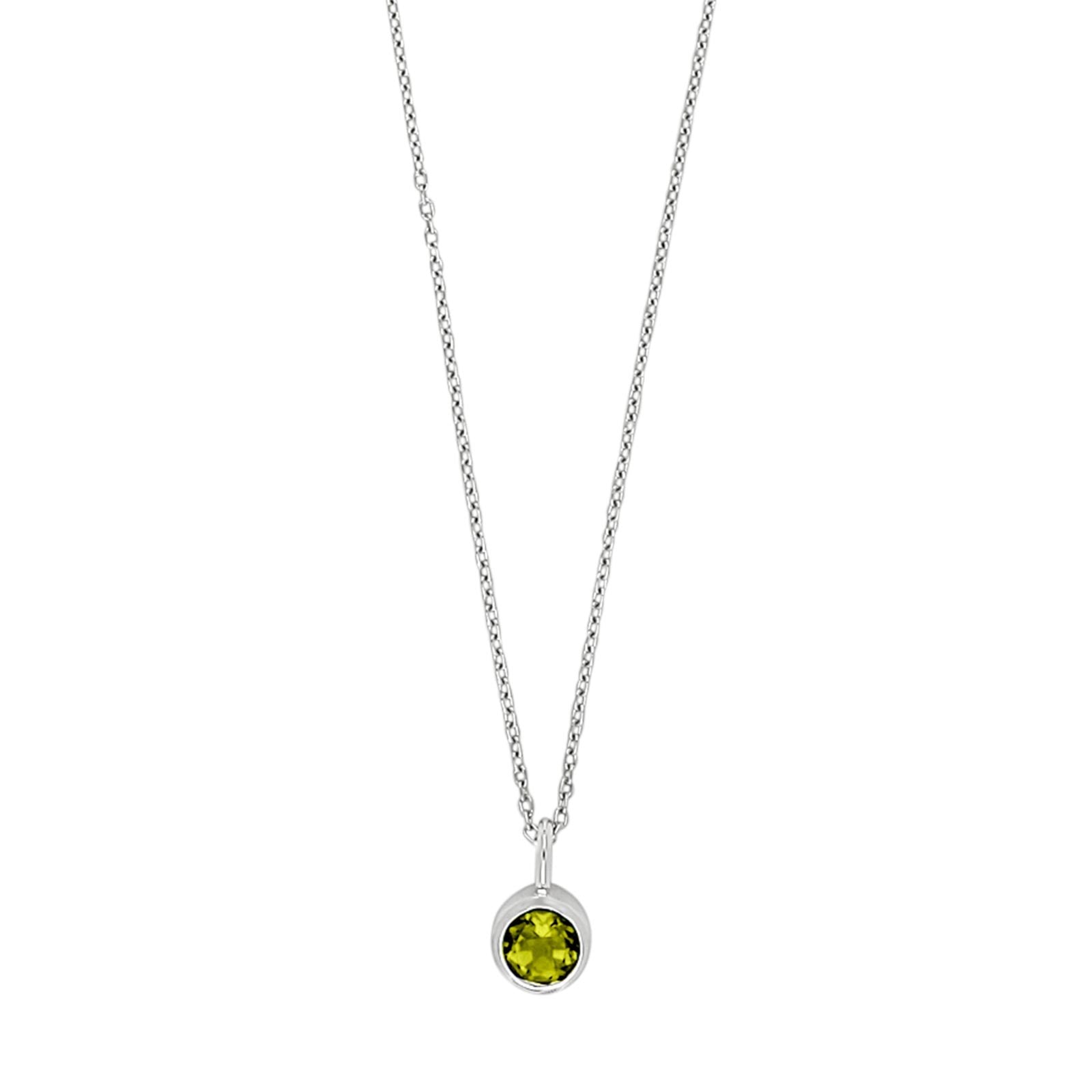 SHAPE Silver rhod. pendant w. peridot