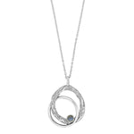 Silver oxidized pendant w/labradorite + chain