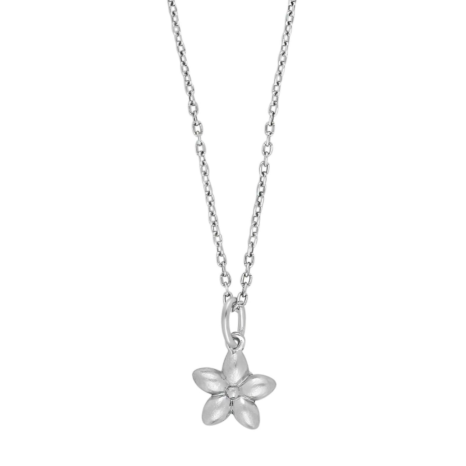 Rhodinierte Silber Halskette Blume