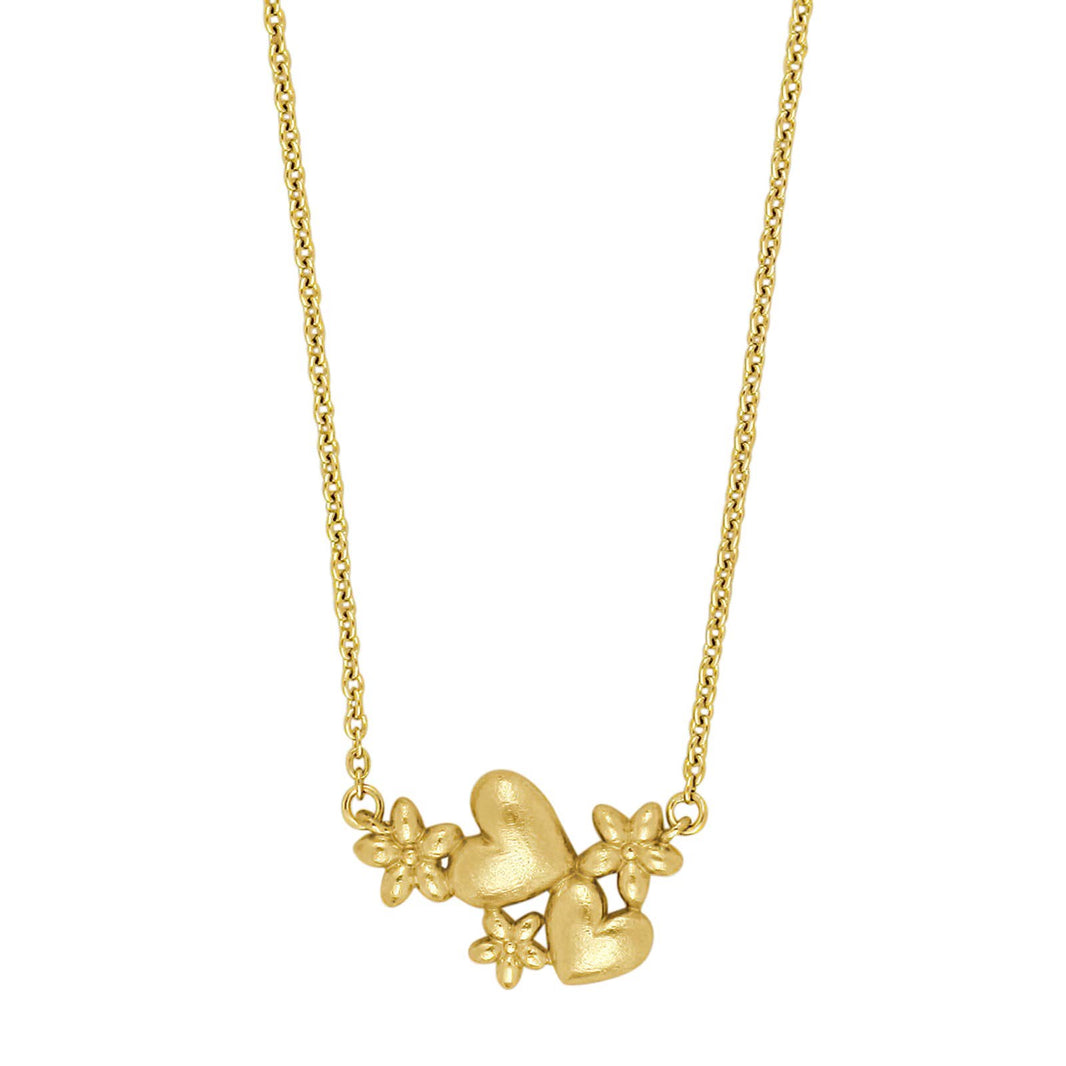 Goldplated silver necklace hearts and flowers