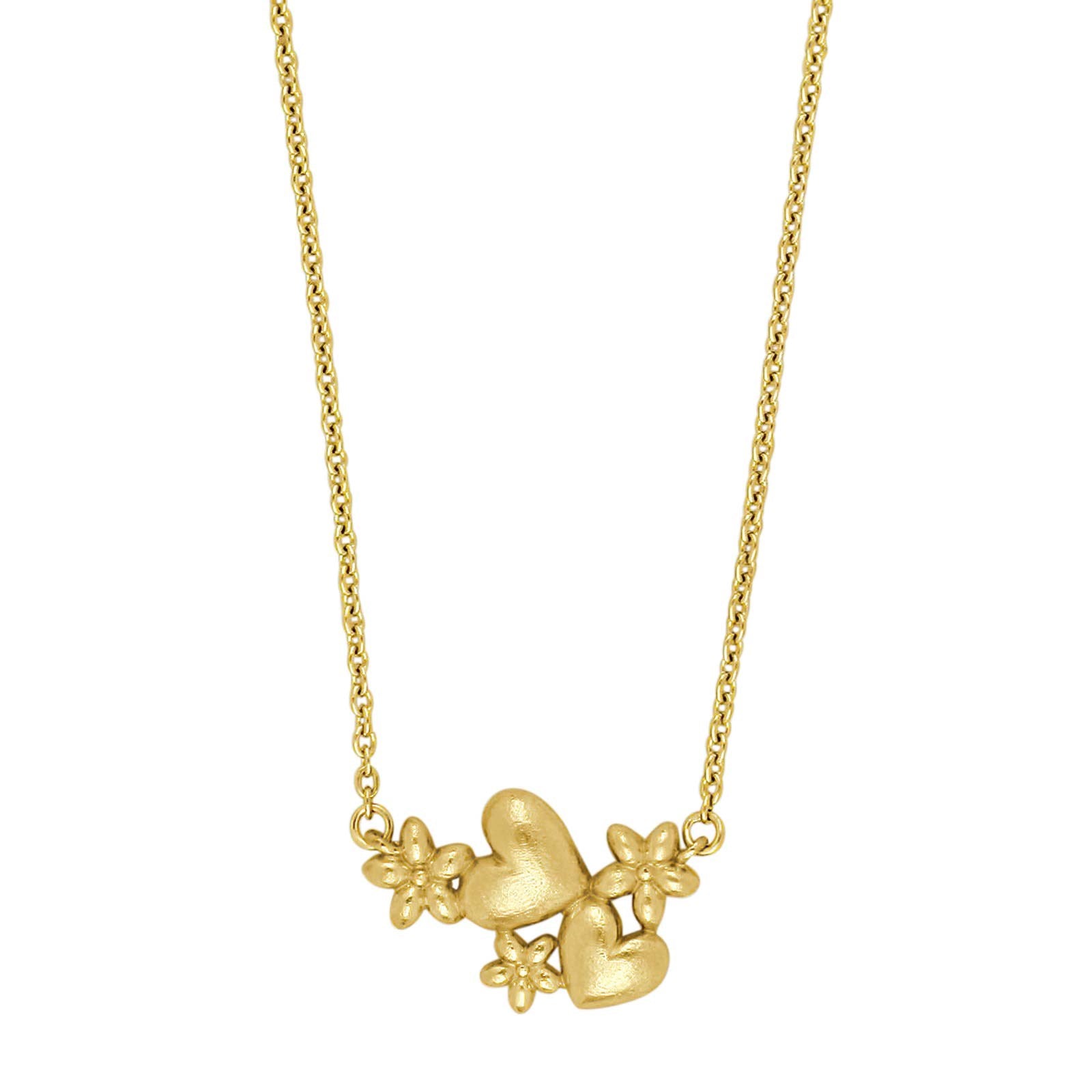 Goldplated silver necklace hearts and flowers