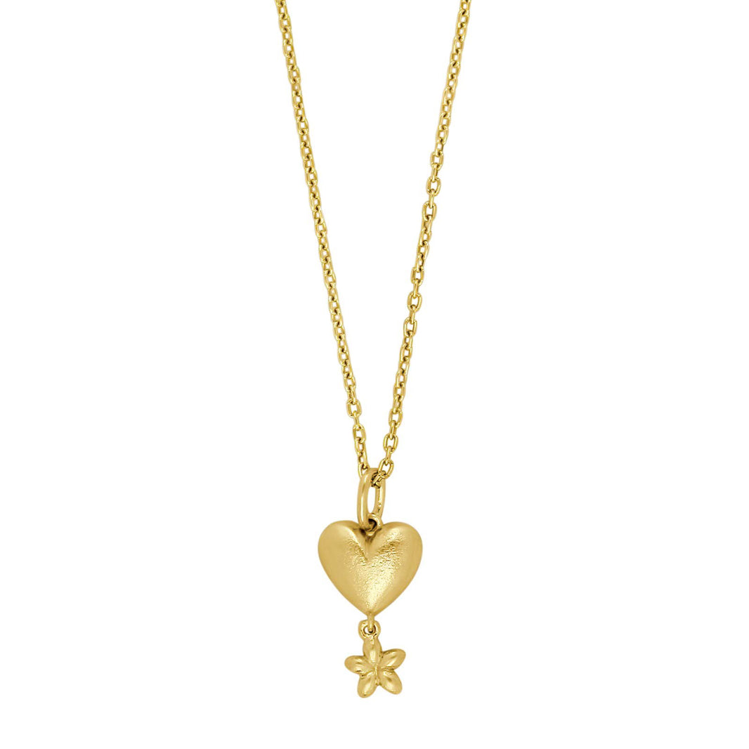 Goldplated silver necklace heart and flower