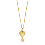 Goldplated silver necklace heart and flower