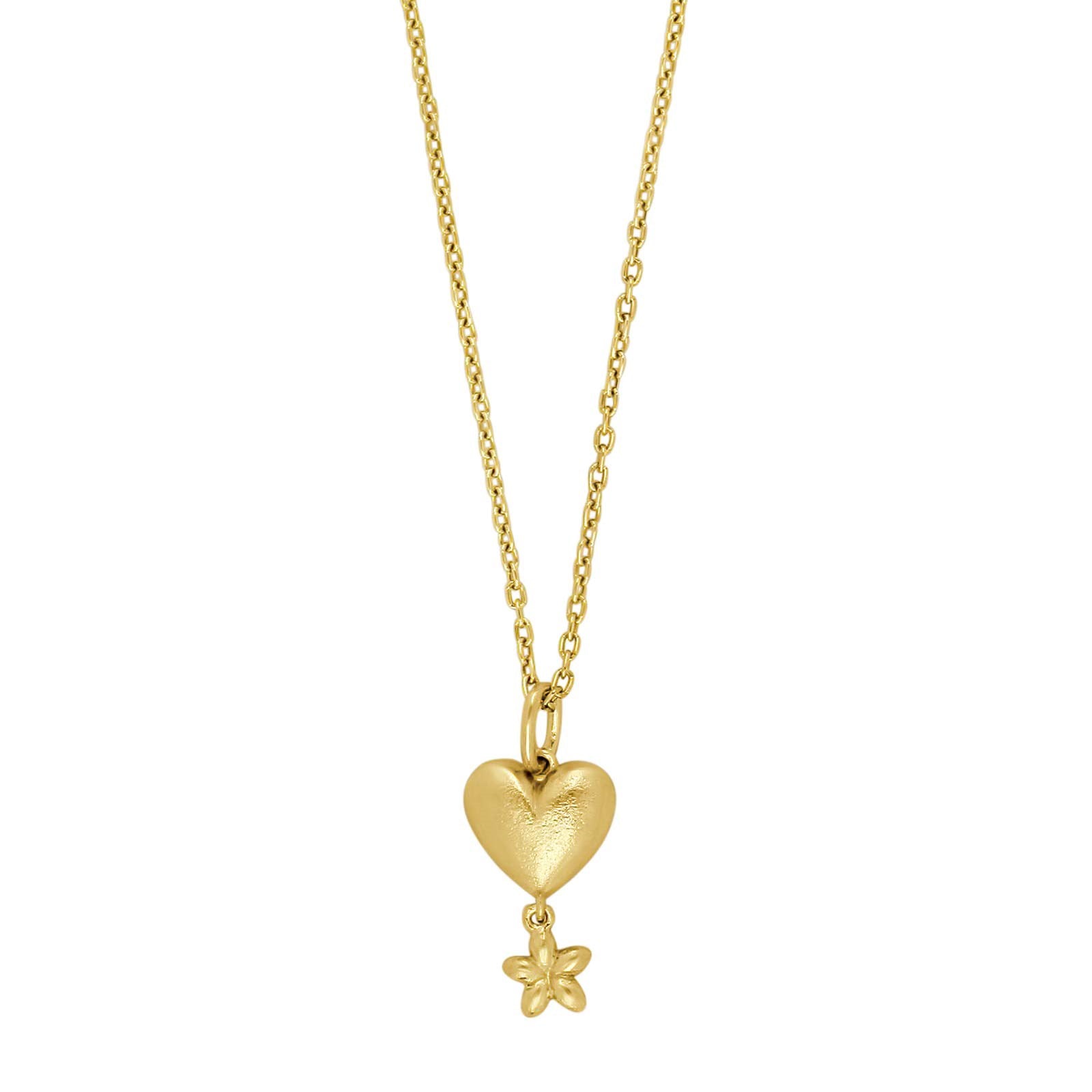 Goldplated silver necklace heart and flower