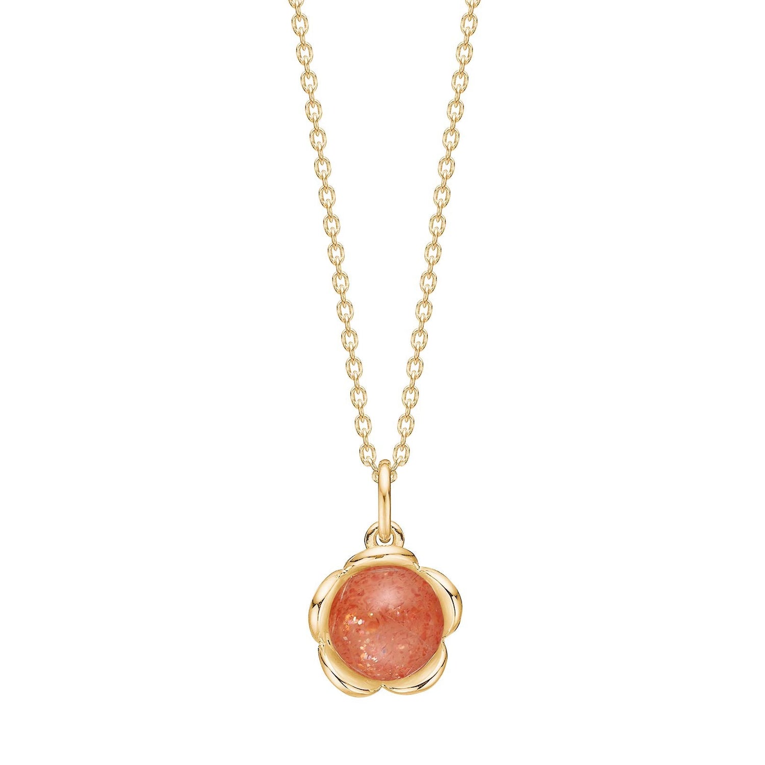 Sølv forg. vedhæng Flower m/sunStone