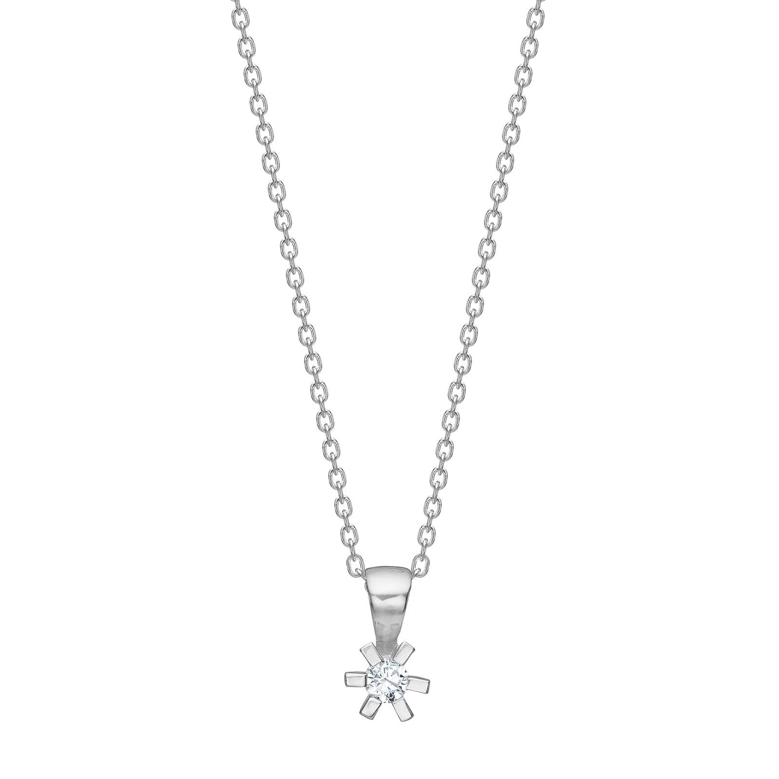 Silver pendant w. zirconia inc. silver rhod. chain