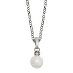 Silver necklace with freshwater pearl and zirconia