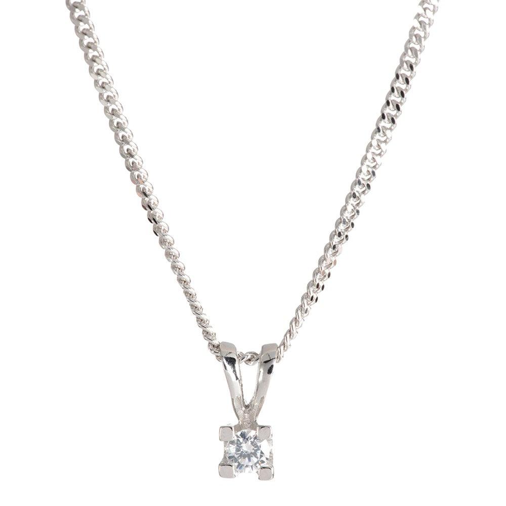 Rhodinierte Silber Halskette mit  Zirkonia