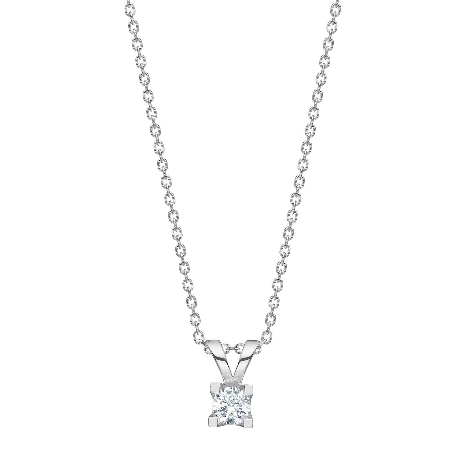 Rhod. Silberanhänger mit Zirkonia inkl. Kette