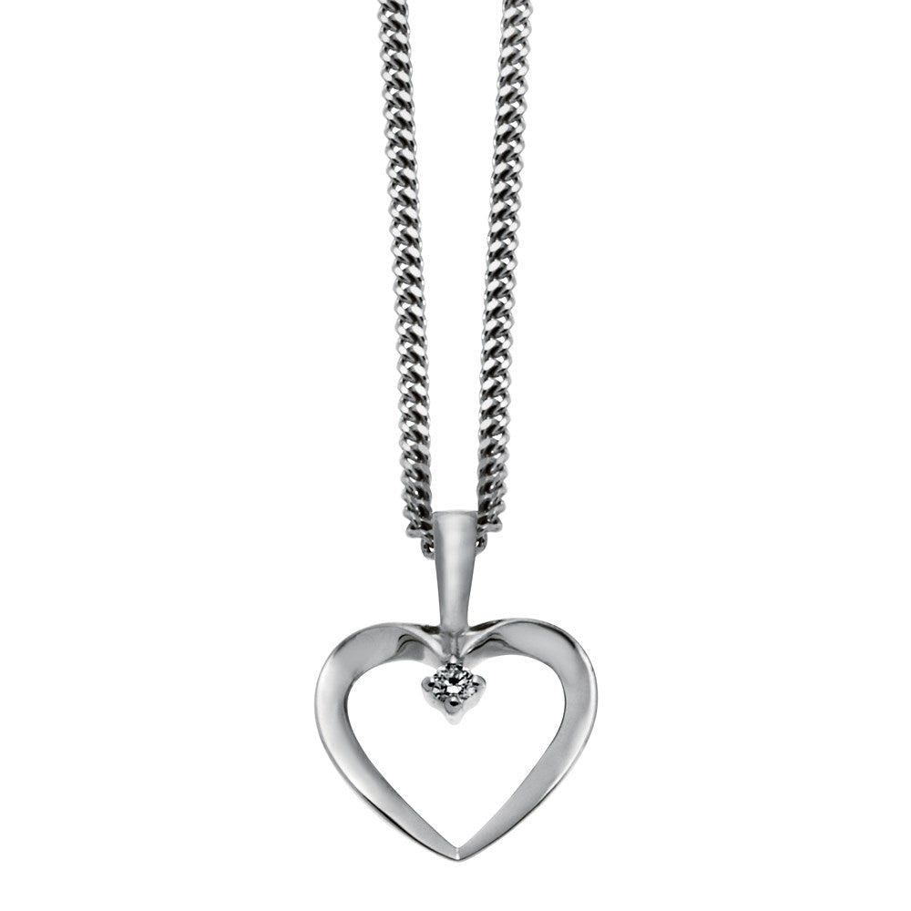 14ct. white gold pendant w. 0,025ct. W/SI. incl ch
