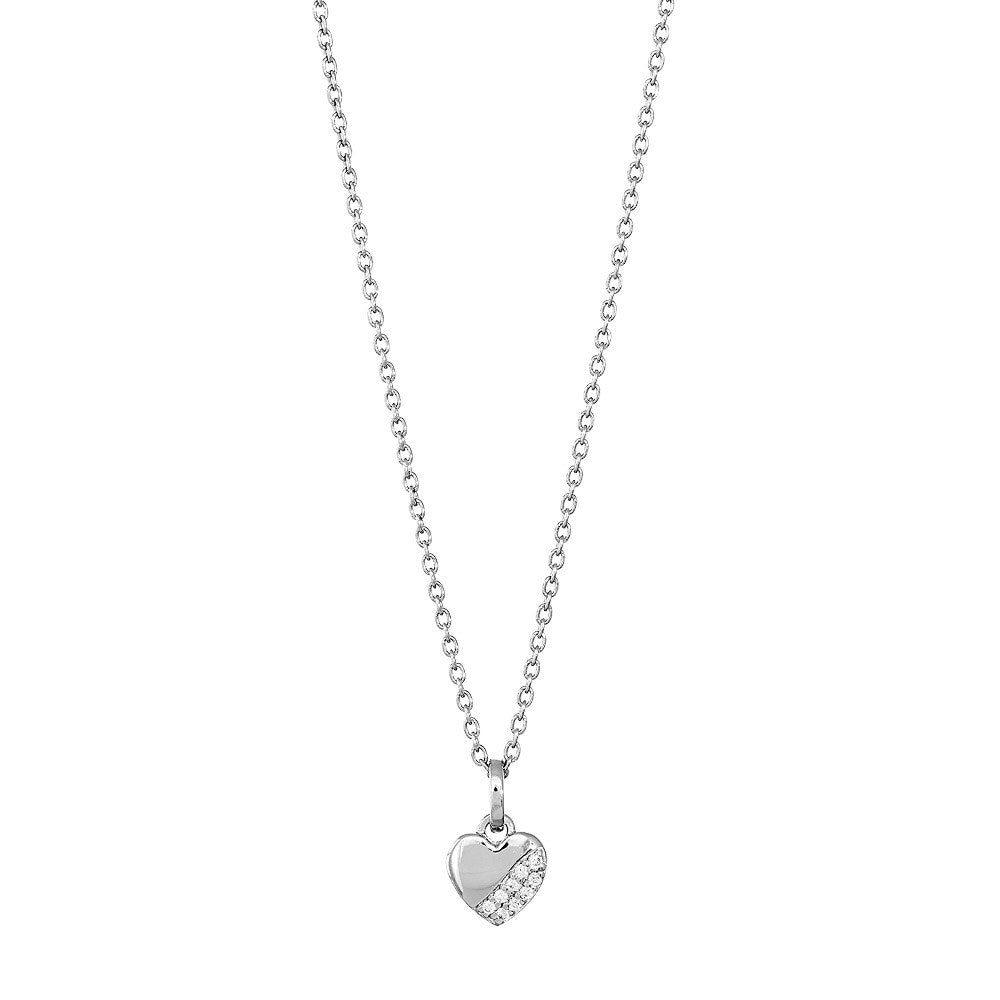 Rhodinierte Silber Halskette mit Zirkonia